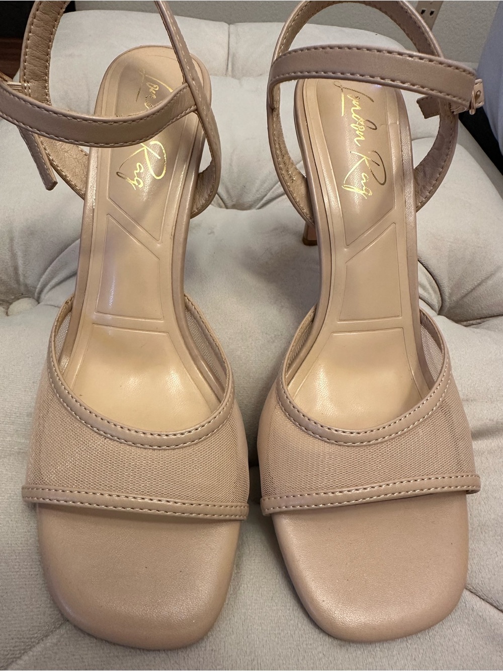 London Fog Pink Nude  Ankle-Strap Heels